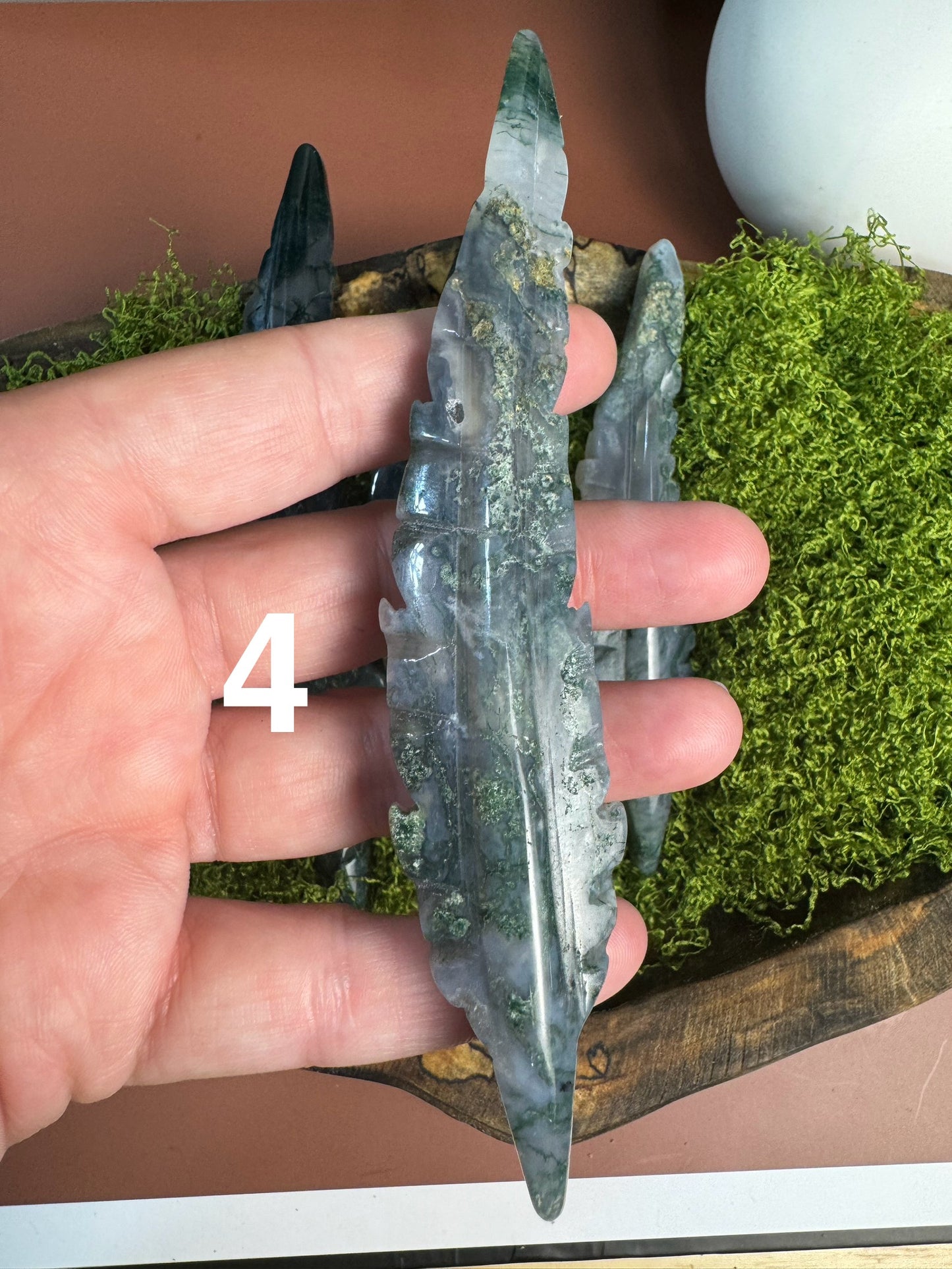 Moss Agate Feather (You Choose)