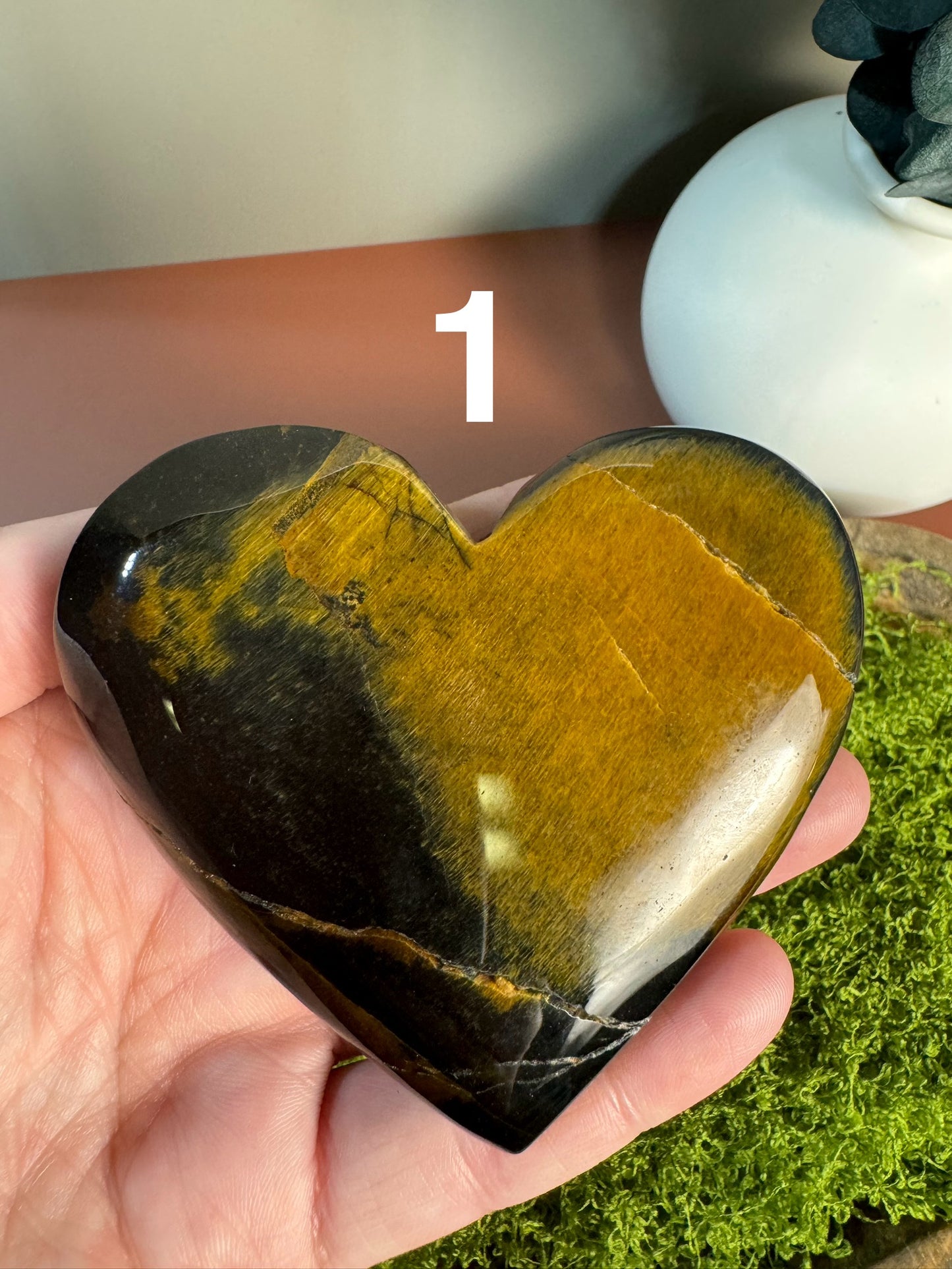 Yellow & Blue Tiger's Eye Heart