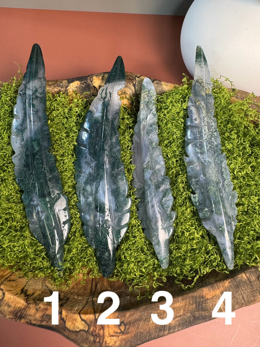 Moss Agate Feather (You Choose)