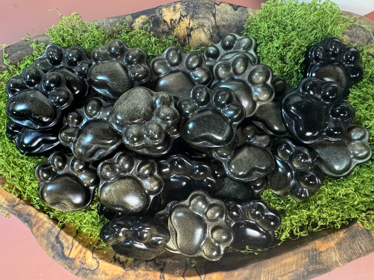 Golden Sheen Obsidian Paw Prints - Intuitively Selected