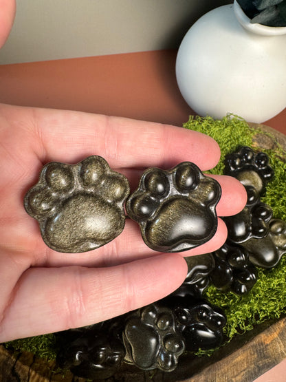Golden Sheen Obsidian Paw Prints - Intuitively Selected