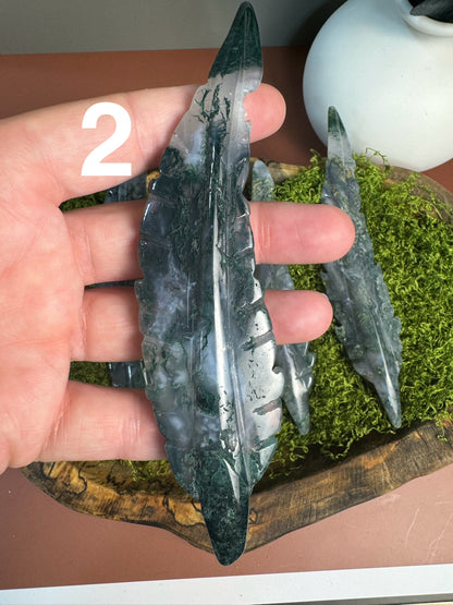 Moss Agate Feather (You Choose)