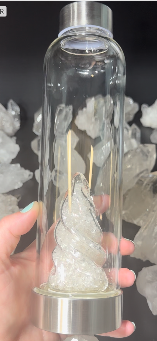 Glass Bottle with Crystal Chips