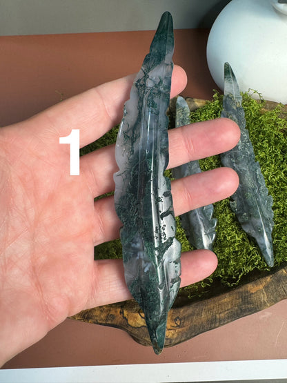 Moss Agate Feather (You Choose)
