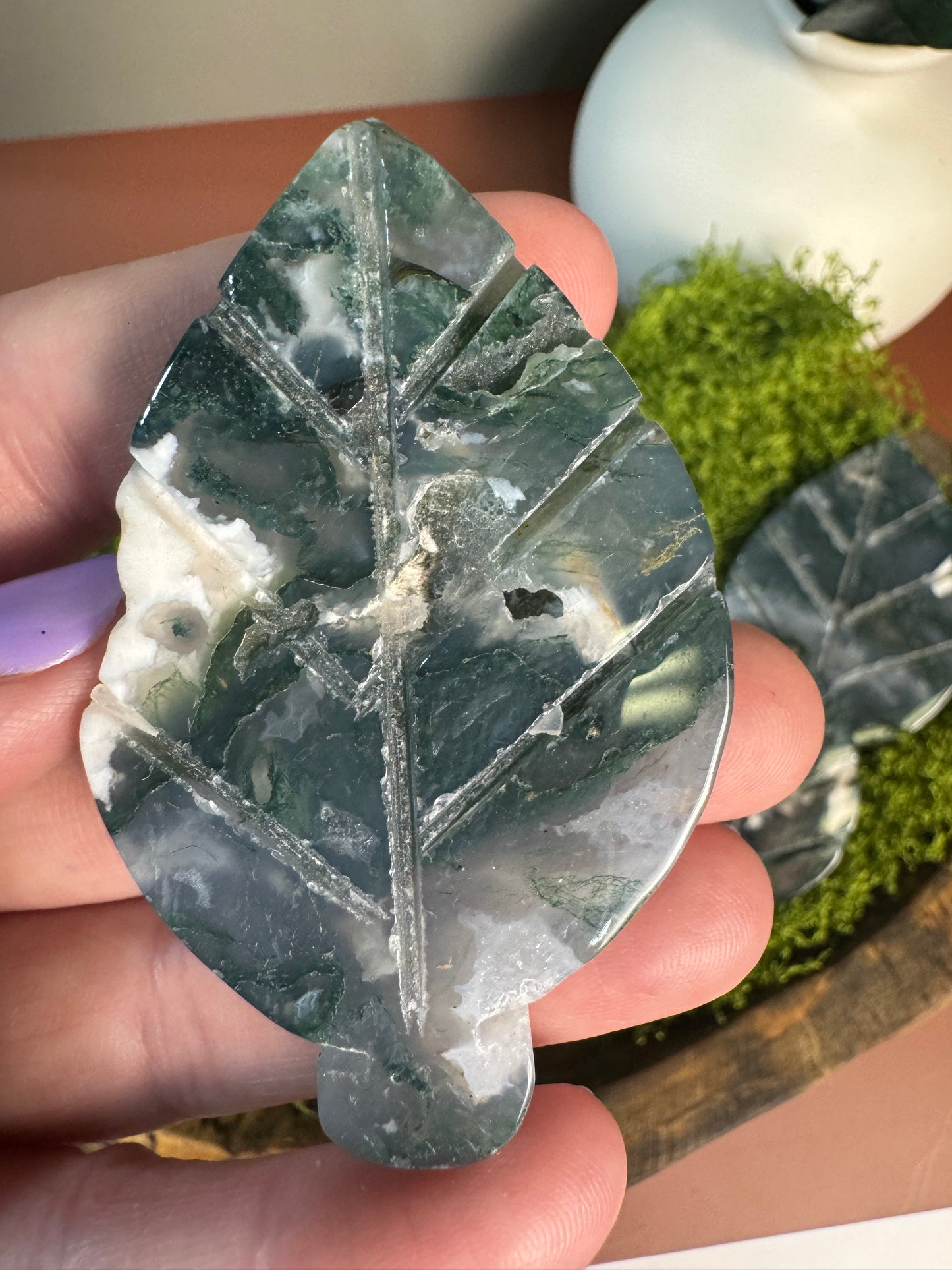 Moss Agate Leaf - Small (Intuitively Chosen)