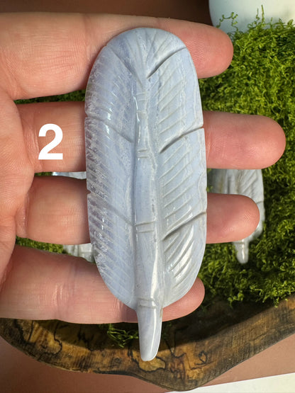 Blue Lace Agate Feather - Small (You Choose)