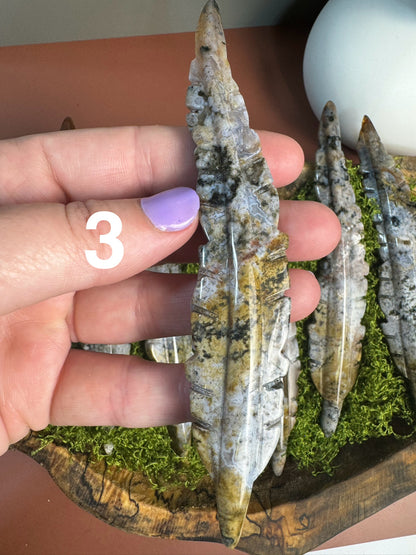 Orbicular Jasper Feather (You Choose)