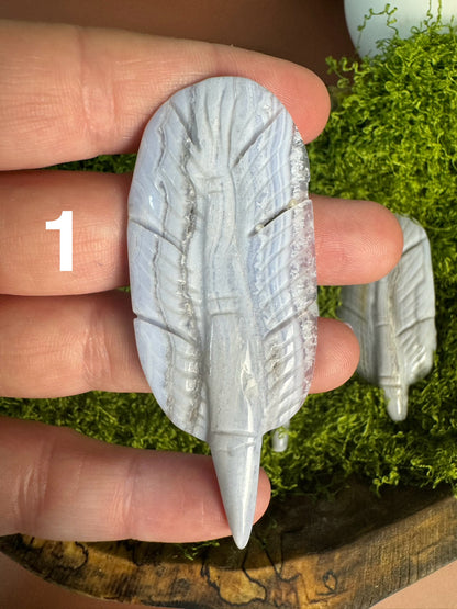 Blue Lace Agate Feather - Small (You Choose)