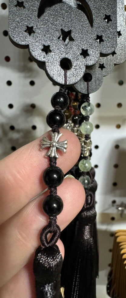 Wooden Bookmark - Moon Phases w/ crystals