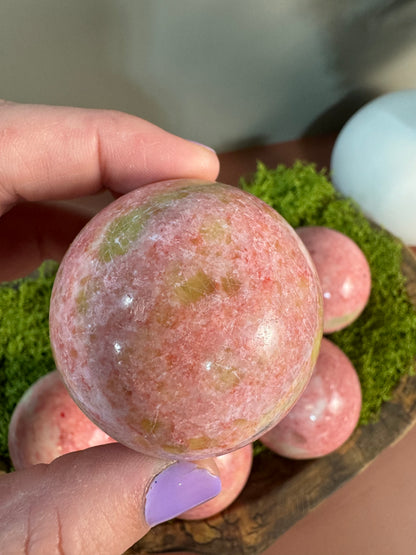 Thulite Sphere (Pink Zoisite) - UV Reactive - (Intuitively Chosen)
