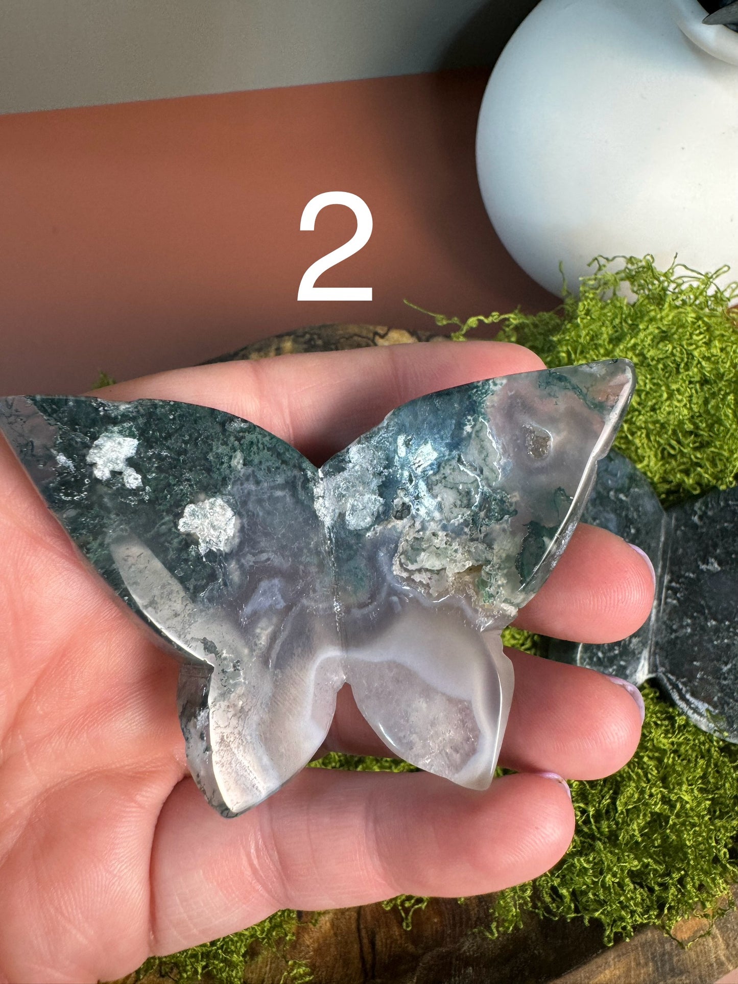 Moss Agate 3D Butterfly (You Choose)