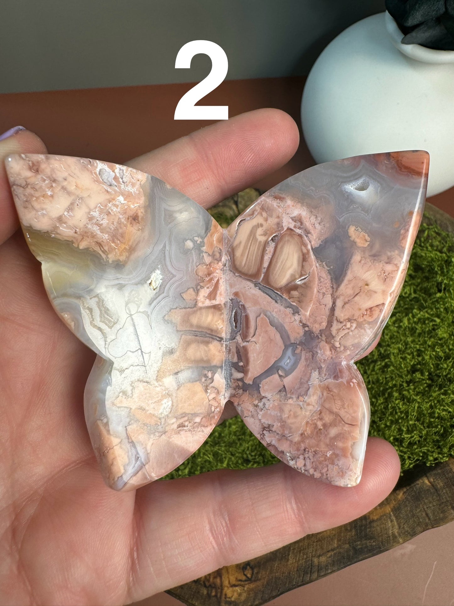 Pink Agate 3D Butterfly (You Choose)