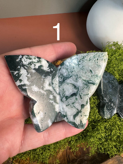 Moss Agate 3D Butterfly (You Choose)
