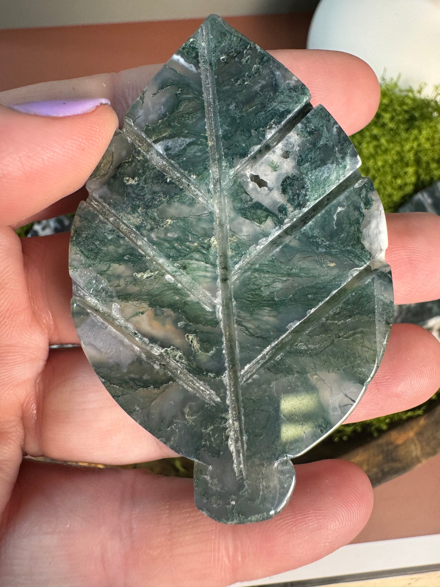 Moss Agate Leaf - Small (Intuitively Chosen)