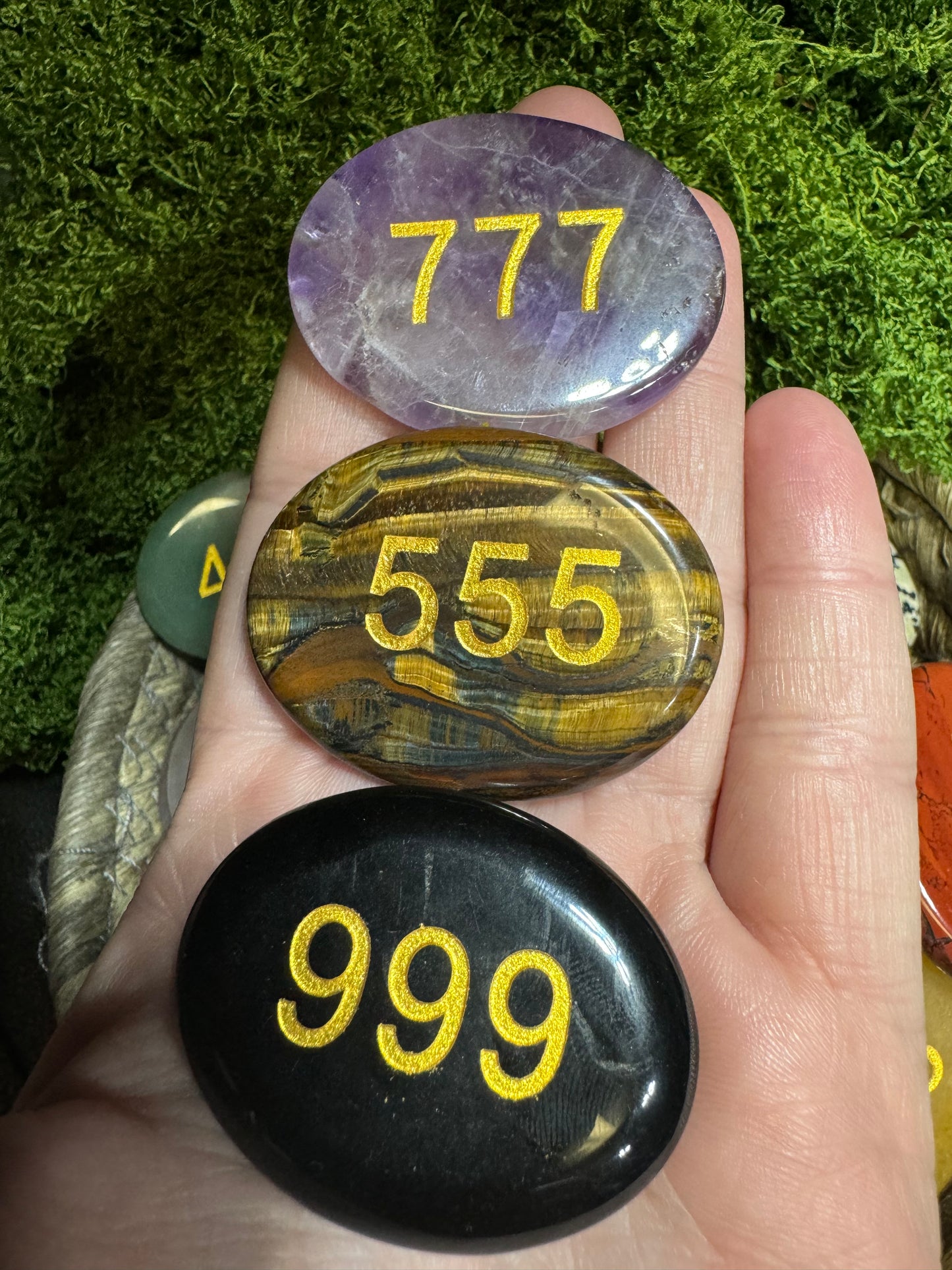 Crystal Flat Stone with Angel Numbers