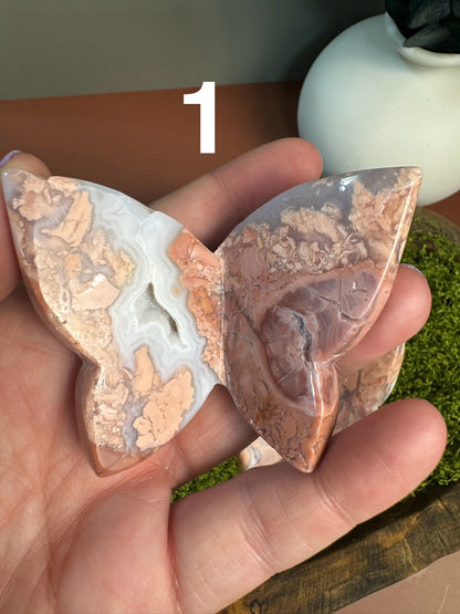 Pink Agate 3D Butterfly (You Choose)