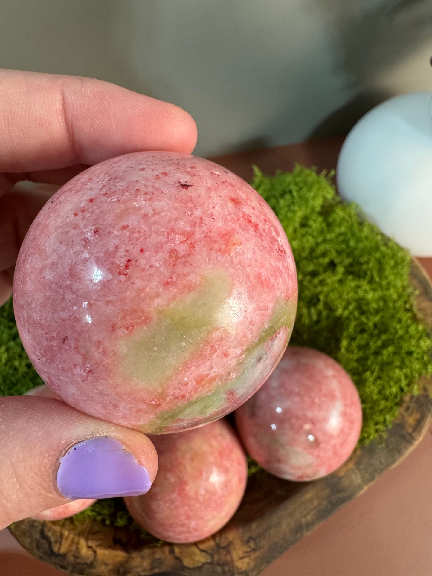 Thulite Sphere (Pink Zoisite) - UV Reactive - (Intuitively Chosen)