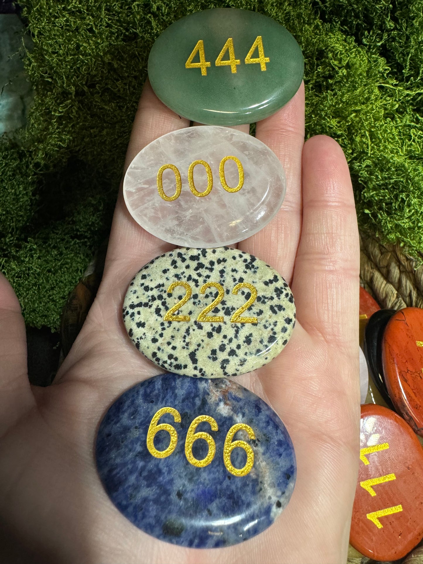 Crystal Flat Stone with Angel Numbers