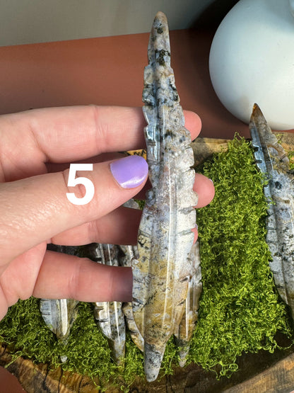 Orbicular Jasper Feather (You Choose)