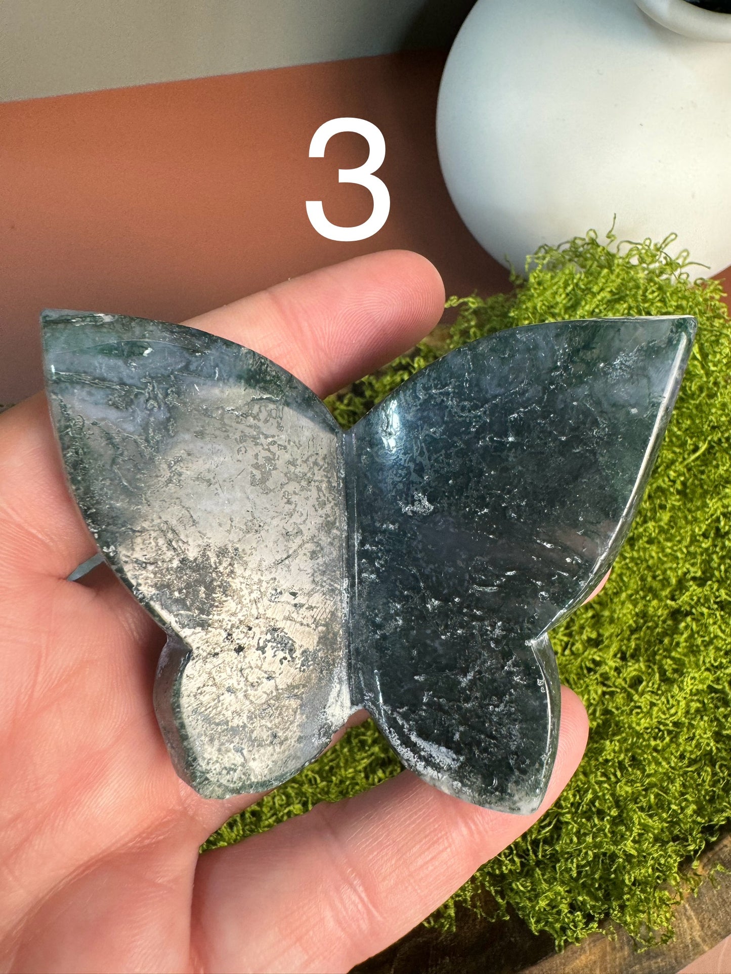 Moss Agate 3D Butterfly (You Choose)