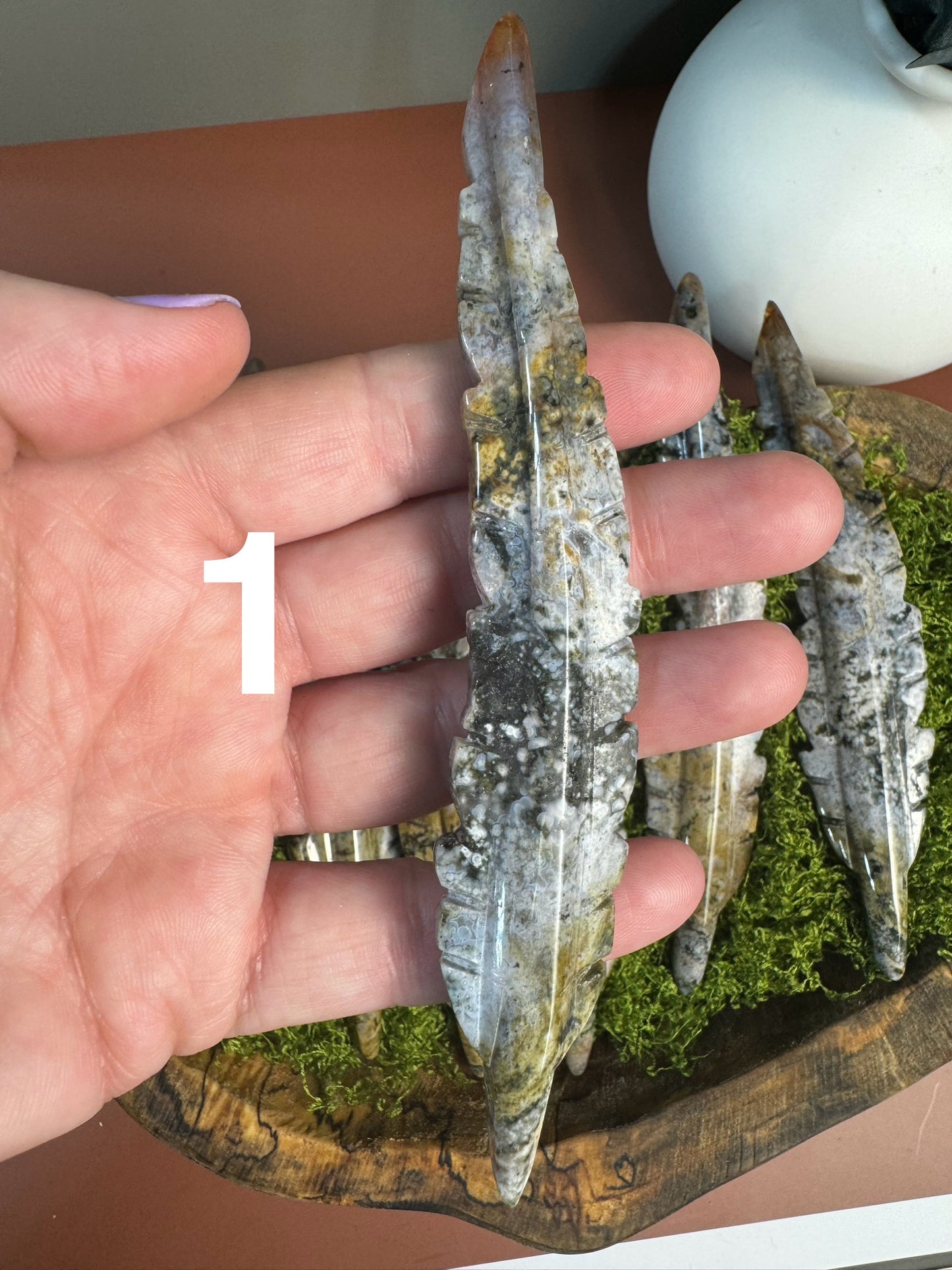 Orbicular Jasper Feather (You Choose)