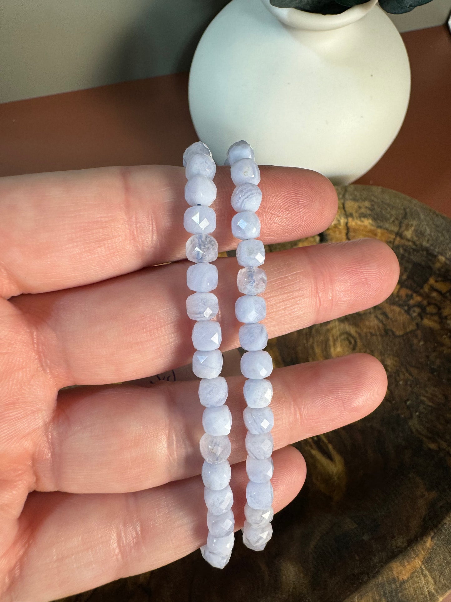 Blue Lace Agate Faceted Bracelet - 5mm (Intuitively Chosen)