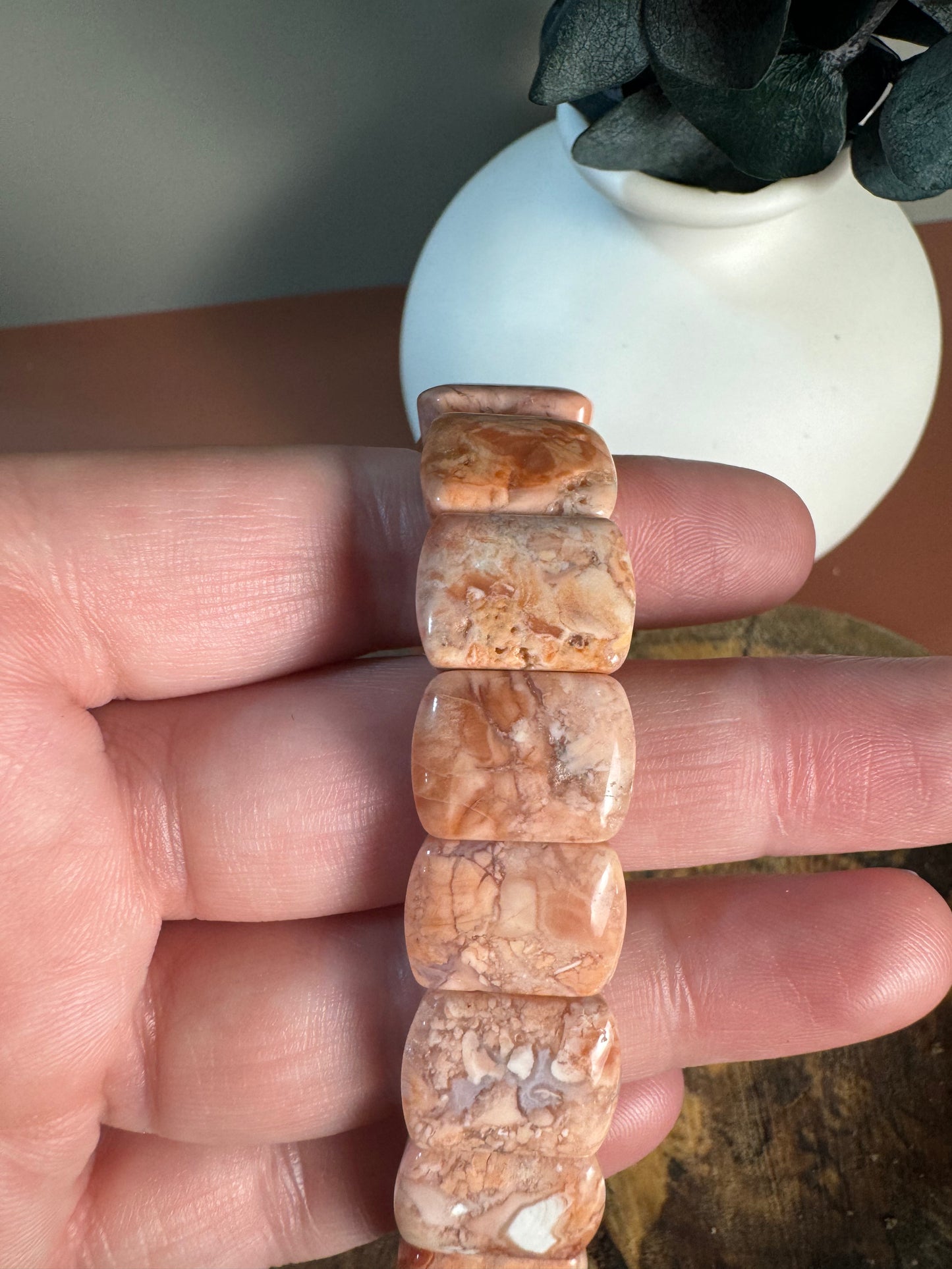 Pink Agate Bangle Bracelet