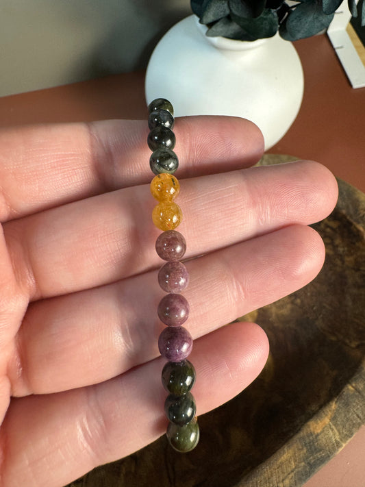 Watermelon Tourmaline Bead Bracelet - 6mm