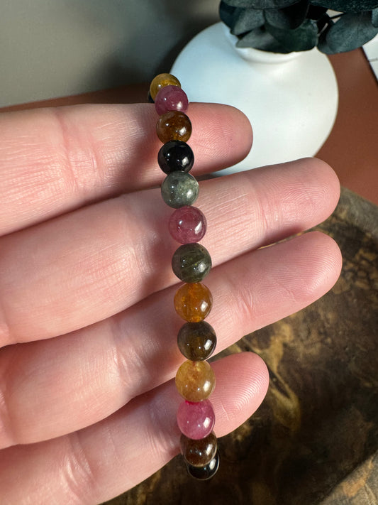 Watermelon Tourmaline Bead Bracelet - 6mm