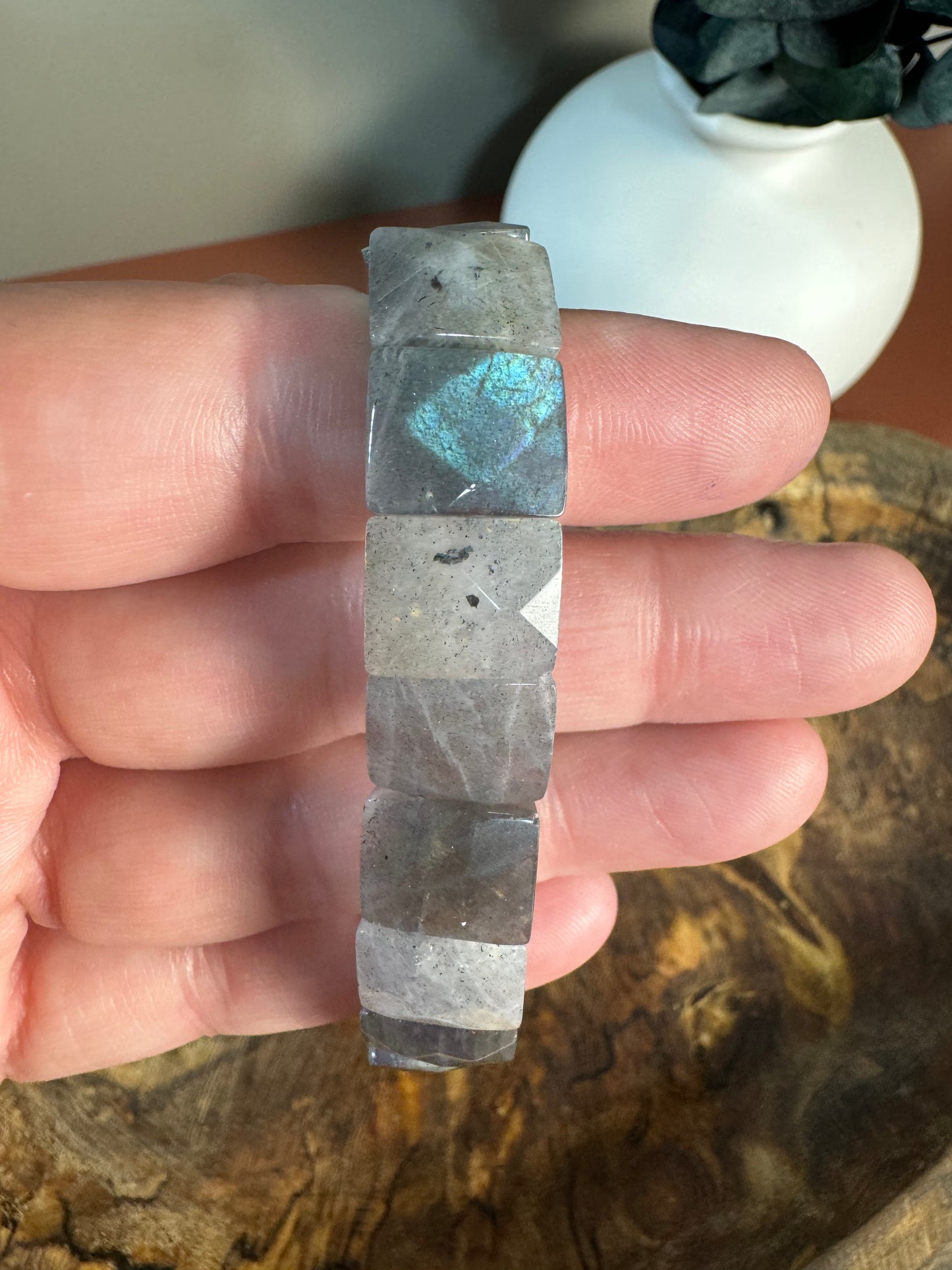 Labradorite Faceted Bangle Bracelet