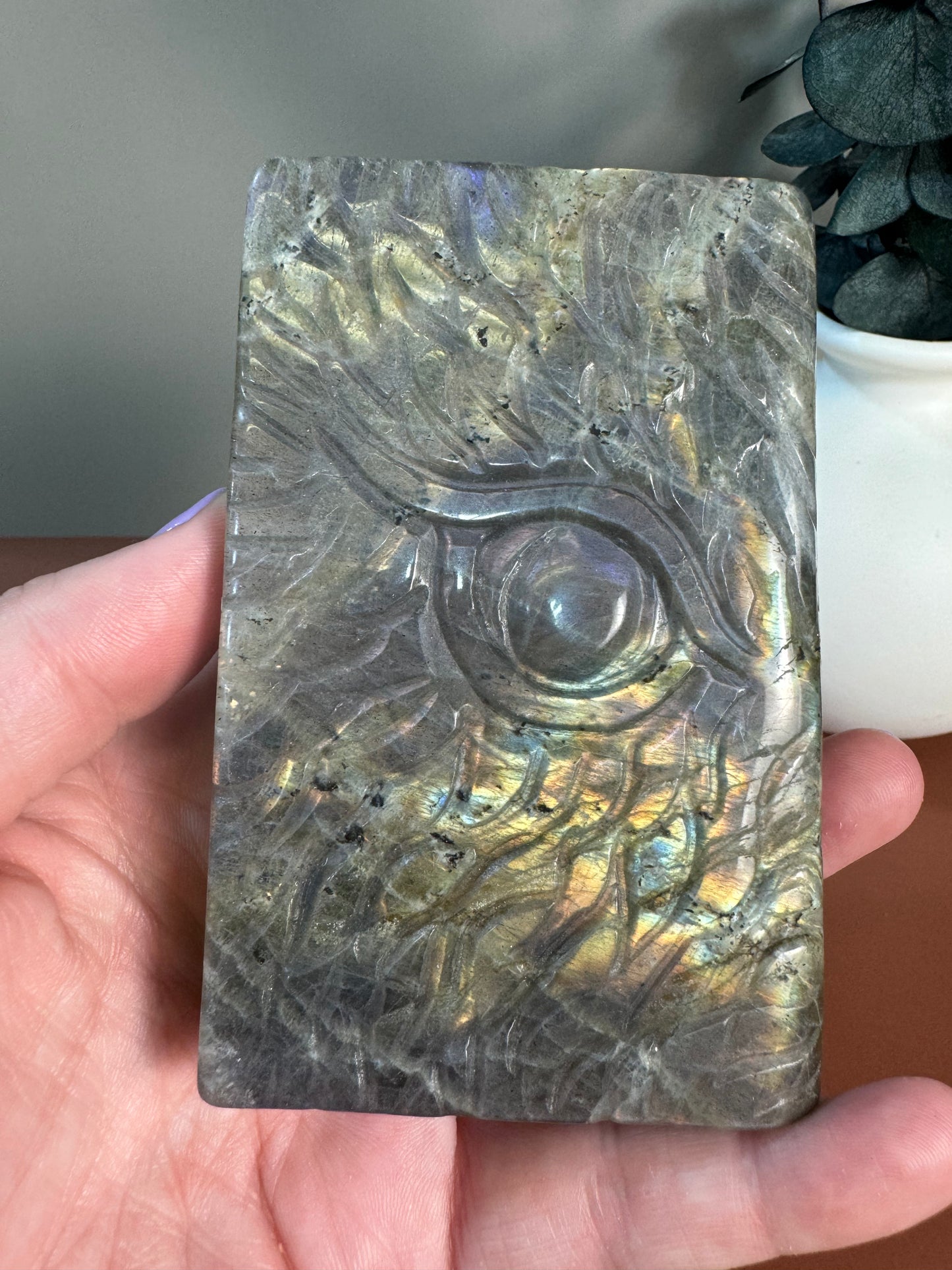 Labradorite Dragon Book Carving