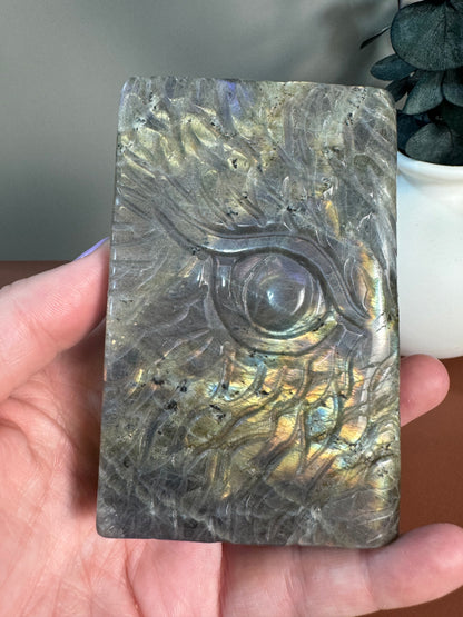 Labradorite Dragon Book Carving