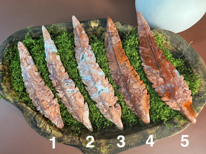 Pink Agate Feather (You Choose)