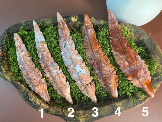 Pink Agate Feather (You Choose)