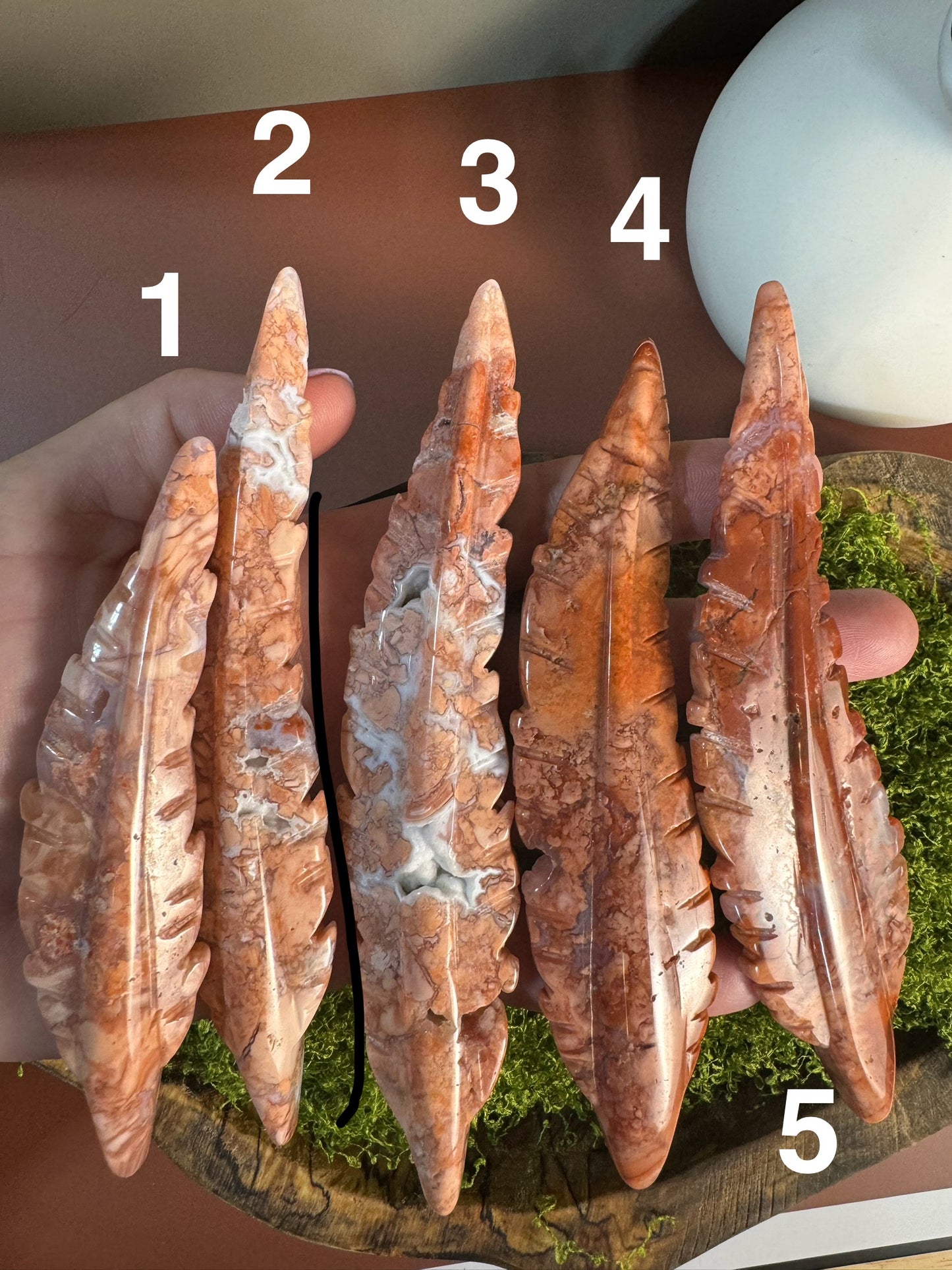 Pink Agate Feather (You Choose)