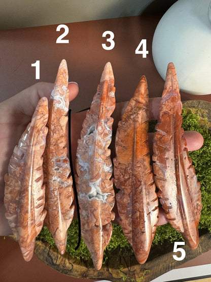 Pink Agate Feather (You Choose)