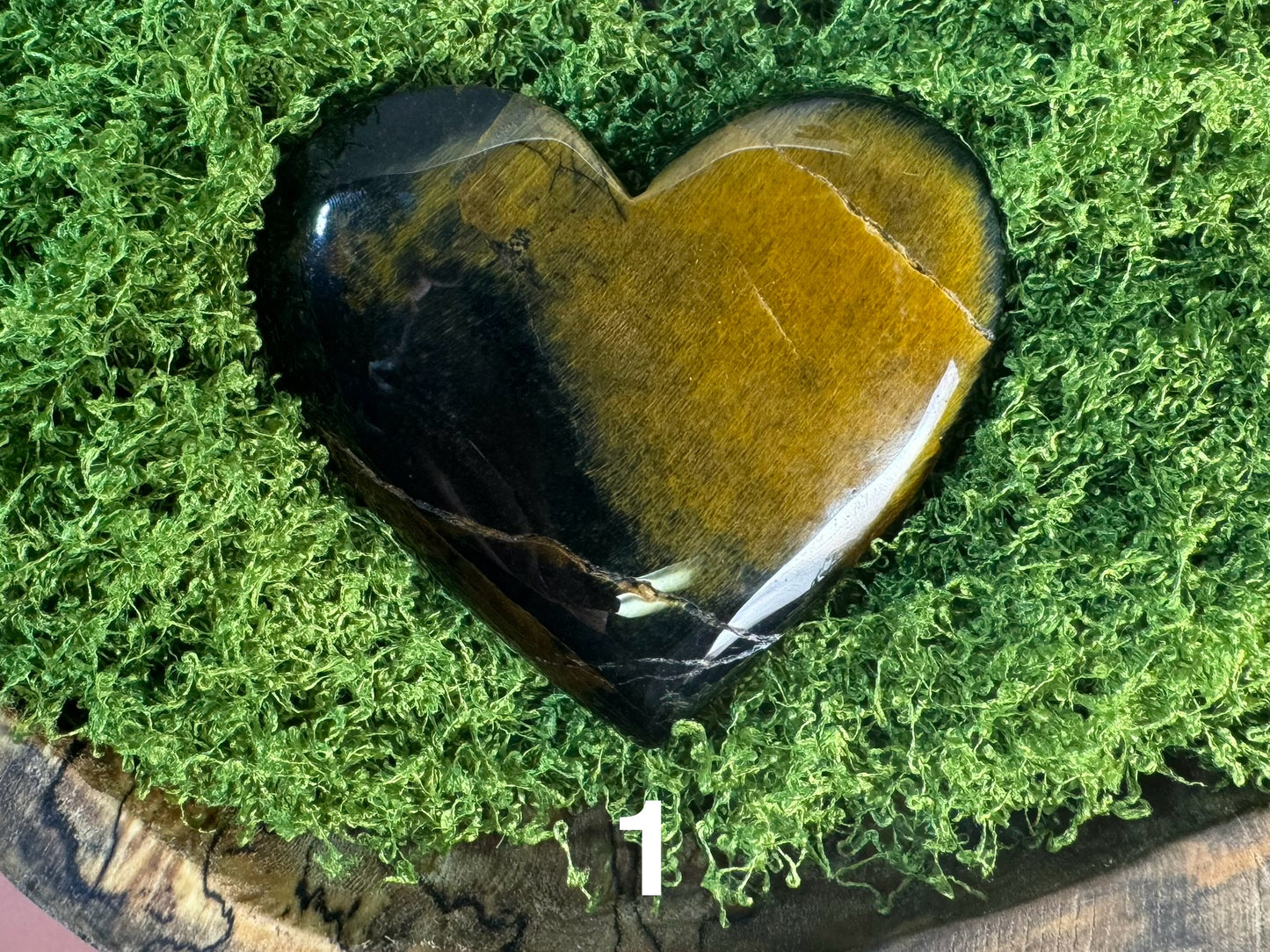 Yellow & Blue Tiger's Eye Heart