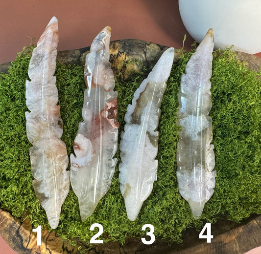Flower Agate Feather (You Choose)